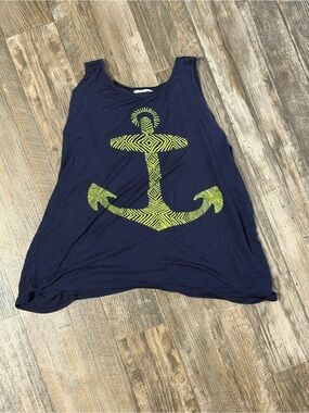Navy Anchor Graphic Tank Top - Women